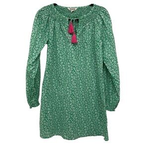 Boden Green and White Smocked Neck Beach Cover Up Kaftan - Size 6